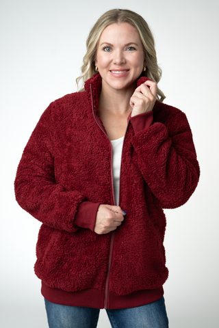 IN STOCK Skylar Sherpa Fullzip - Cranberry