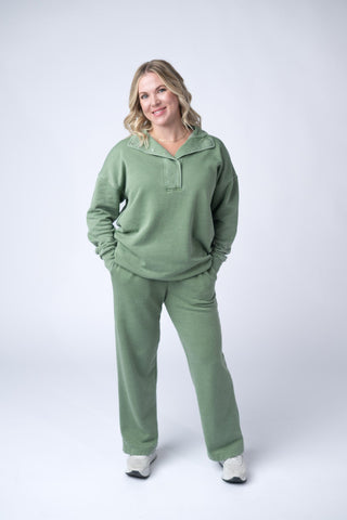 IN STOCK Jesse Vintage Wash Snap Pullover - Olive