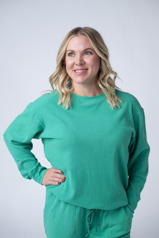 IN STOCK Corrine Ribbed Pullover Top - Emerald FINAL SALE