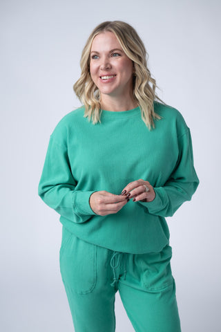 IN STOCK Corrine Ribbed Pullover Top - Emerald FINAL SALE