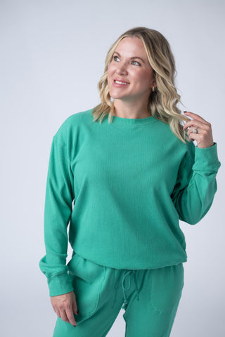 IN STOCK Corrine Ribbed Pullover Top - Emerald FINAL SALE