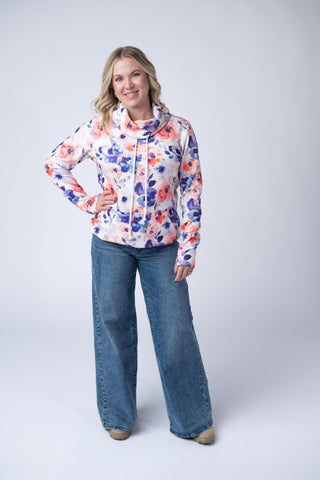 IN STOCK Soft Funnel Neck - Sunset Watercolor Floral FINAL SALE