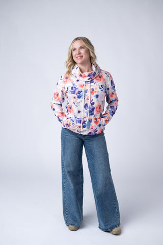 IN STOCK Soft Funnel Neck - Sunset Watercolor Floral FINAL SALE