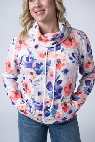 IN STOCK Soft Funnel Neck - Sunset Watercolor Floral FINAL SALE