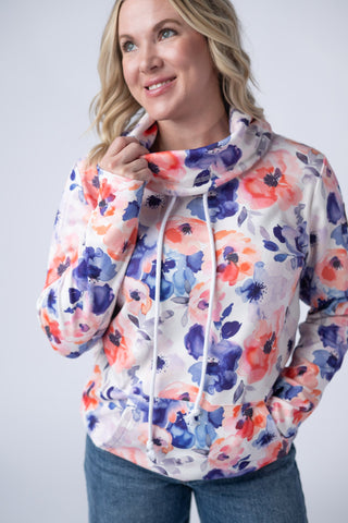 IN STOCK Soft Funnel Neck - Sunset Watercolor Floral FINAL SALE
