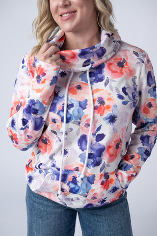 IN STOCK Soft Funnel Neck - Sunset Watercolor Floral FINAL SALE