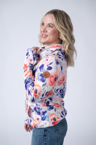IN STOCK Soft Funnel Neck - Sunset Watercolor Floral FINAL SALE