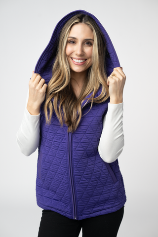 08.21 EN ROUTE Heather Geometric Hooded Vest - Purple