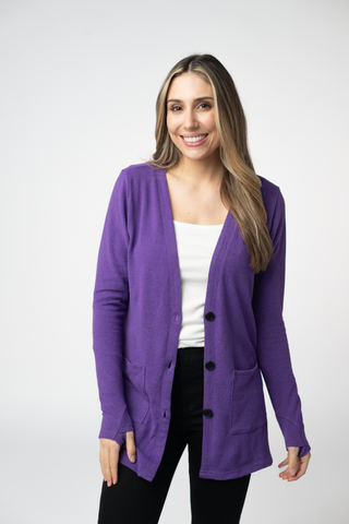 08.21 EN ROUTE Cori Cardigan - Heathered Purple