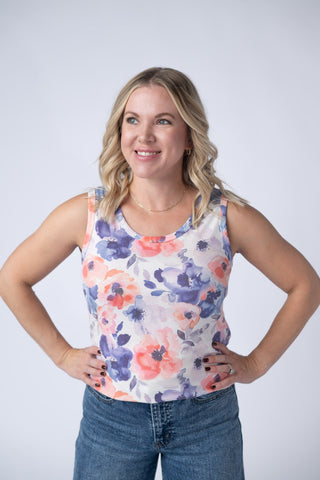 IN STOCK Ava Tank - Sunset Watercolor Floral FINAL SALE