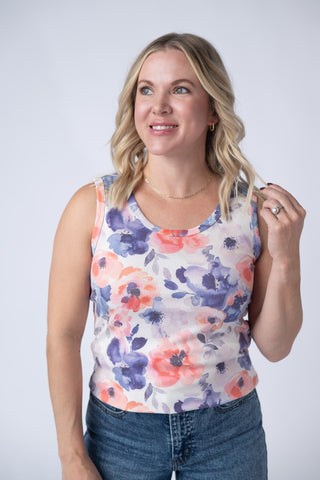 IN STOCK Ava Tank - Sunset Watercolor Floral FINAL SALE