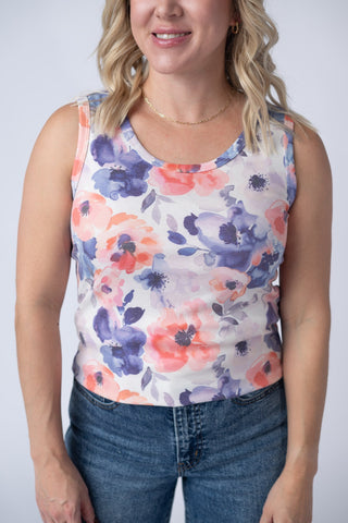 IN STOCK Ava Tank - Sunset Watercolor Floral FINAL SALE