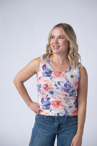 IN STOCK Ava Tank - Sunset Watercolor Floral FINAL SALE
