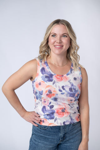 IN STOCK Ava Tank - Sunset Watercolor Floral FINAL SALE