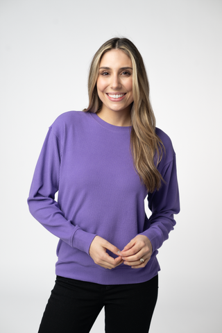 08.21 EN ROUTE Corrine Ribbed Pullover Top - Purple