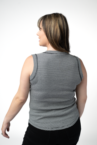 PREBOOK Morgan Micro Striped Tank - Black