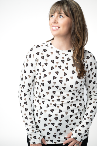 PREBOOK Blair Long Sleeve Top - Monochrome Hearts