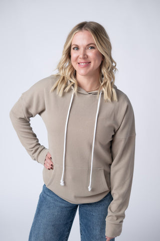 IN STOCK Kacey Ribbed Hoodie - Mocha FINAL SALE