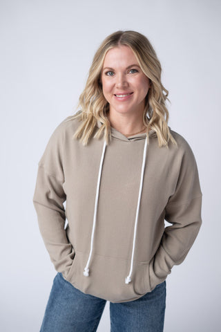IN STOCK Kacey Ribbed Hoodie - Mocha FINAL SALE