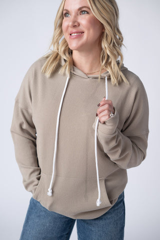 IN STOCK Kacey Ribbed Hoodie - Mocha FINAL SALE