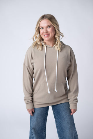 IN STOCK Kacey Ribbed Hoodie - Mocha FINAL SALE