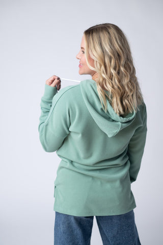 IN STOCK Kacey Ribbed Hoodie - Sage FINAL SALE