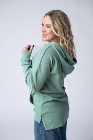 IN STOCK Kacey Ribbed Hoodie - Sage FINAL SALE