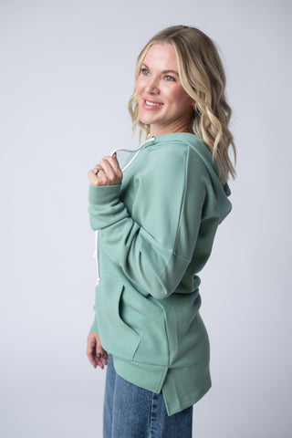 IN STOCK Kacey Ribbed Hoodie - Sage FINAL SALE