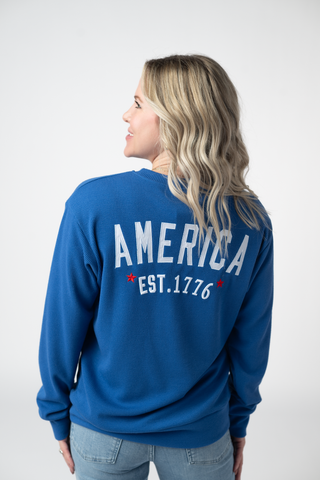 IN STOCK America Pullover - Blue FINAL SALE