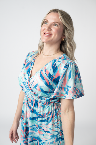 IN STOCK Millie Maxi Dress - Abstract Aqua Breeze FINAL SALE