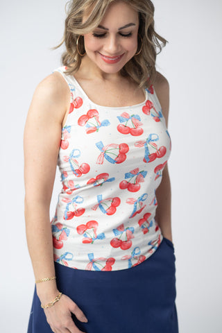 IN STOCK Romy Tank - Patriotic Cherries FINAL SALE