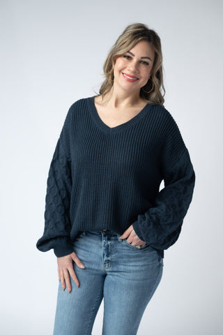 IN STOCK Talina Textured Sweater - Navy FINAL SALE