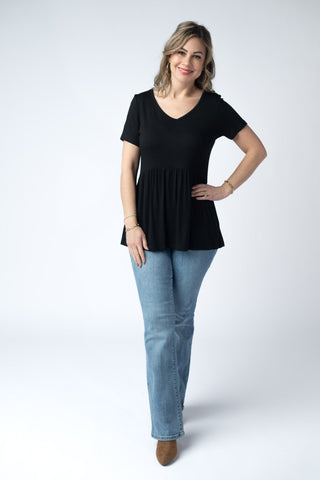 IN STOCK Sarah Ruffle Short Sleeve - Black