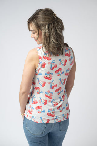 IN STOCK Noelle Tank - Patriotic Cherries FINAL SALE