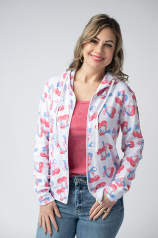 IN STOCK Fullzip Hoodie - Patriotic Cherries FINAL SALE