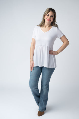 IN STOCK Sarah Ruffle Short Sleeve - White