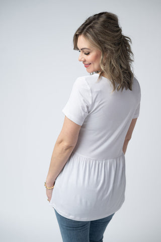 IN STOCK Sarah Ruffle Short Sleeve - White