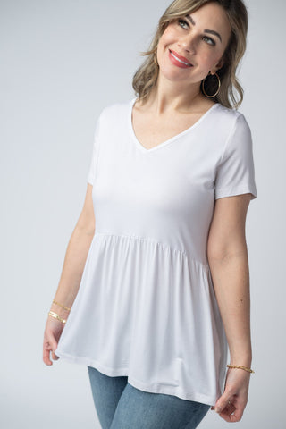 IN STOCK Sarah Ruffle Short Sleeve - White