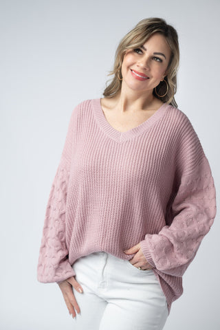 IN STOCK Talina Textured Sweater - Rose FINAL SALE