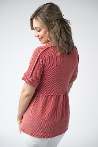 IN STOCK Juliette Button Top - Red FINAL SALE