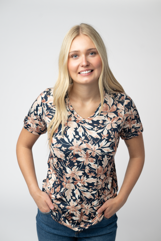 IN STOCK Sophie Top - Navy Autumn Petals