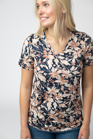 IN STOCK Sophie Top - Navy Autumn Petals
