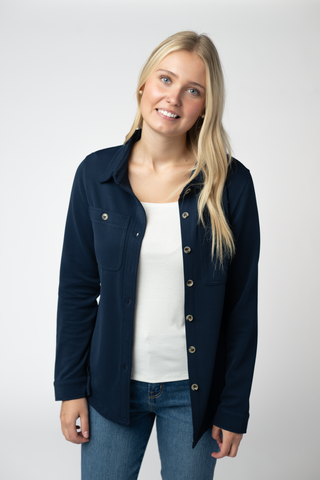 09.09 EN ROUTE Ryleigh Ribbed Button Down - Navy