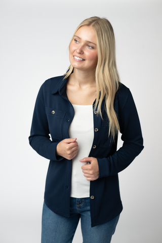 09.09 EN ROUTE Ryleigh Ribbed Button Down - Navy
