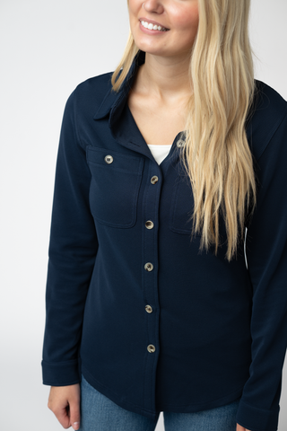 09.09 EN ROUTE Ryleigh Ribbed Button Down - Navy