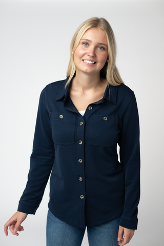 09.09 EN ROUTE Ryleigh Ribbed Button Down - Navy