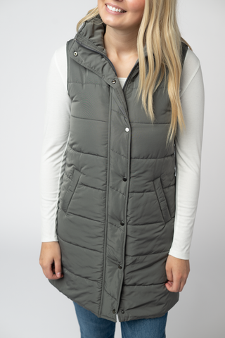 09.09 EN ROUTE Harlow Long Vest - Grey