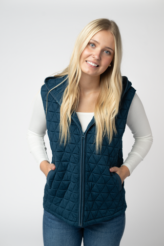 09.09 EN ROUTE Heather Geometric Hooded Vest - Teal