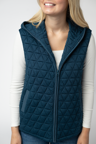 09.09 EN ROUTE Heather Geometric Hooded Vest - Teal