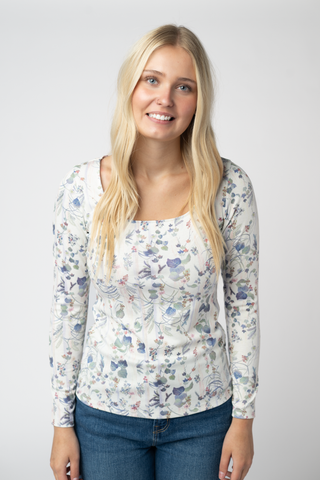 08.21 EN ROUTE Alyssa Long Sleeve Top - Olive Meadow